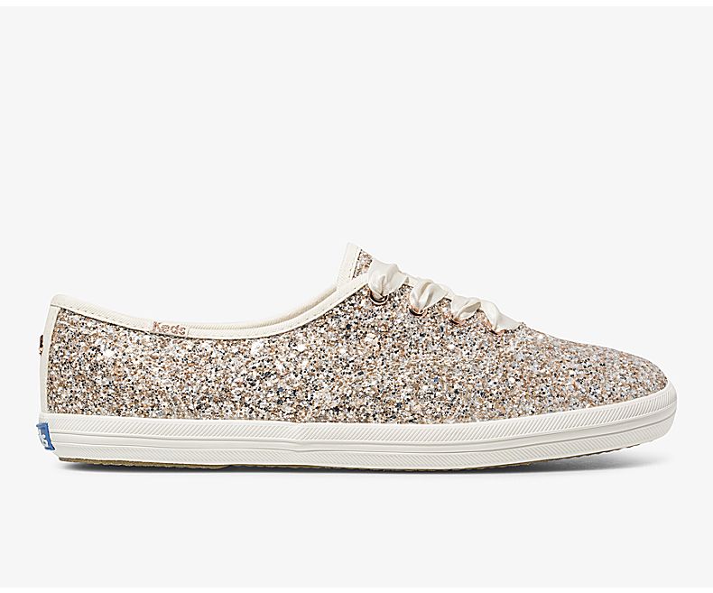 Keds Womens Rose Gold Multicolor Lace Up Shoes - Keds X Kate Spade New York Champion Glitter 318XQEY